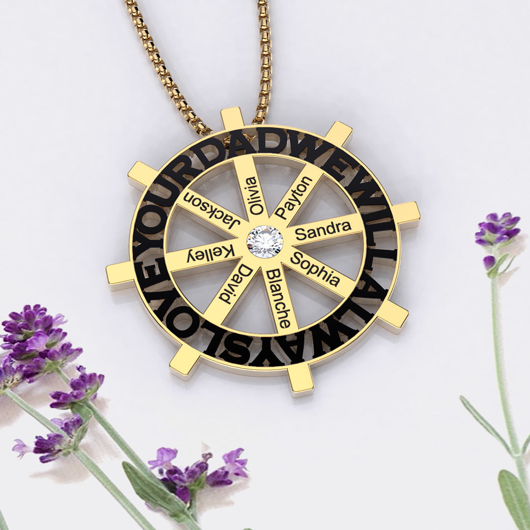 Christmas Gift Personalized DAD Circle Necklace-Engravingift