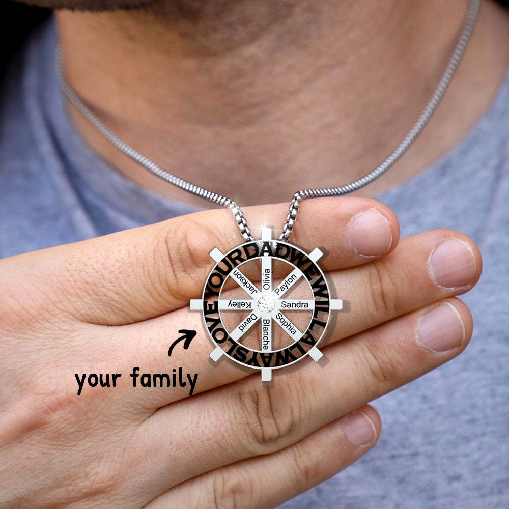 Christmas Gift Personalized DAD Circle Necklace-Engravingift