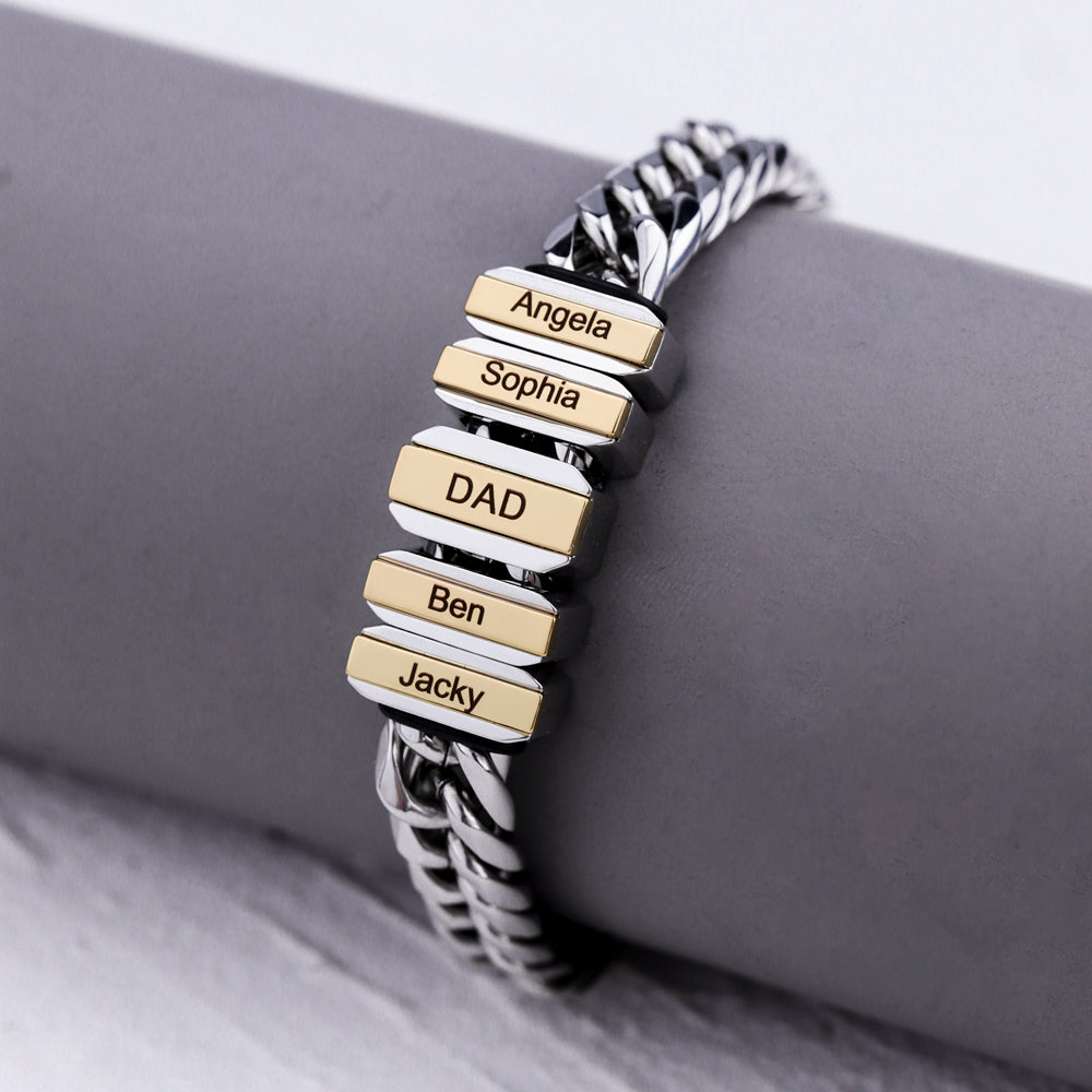 Christmas Gift Cuba Link Men's Bracelet With Personalized Beads
