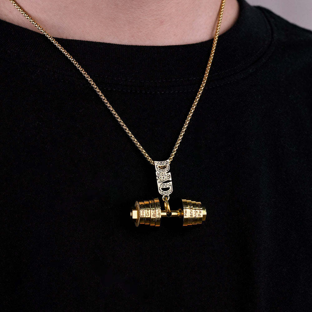 Christmas Gift Personalized DAD Dumbbell Necklace