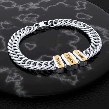 Christmas Gift Cuba Link Men's Bracelet With Personalized Beads