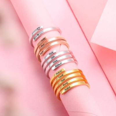 Mother's Day Gift  Personalized Couple Name Ring Two Names Ring Wedding Gift Anniversary Gift-Engravingift