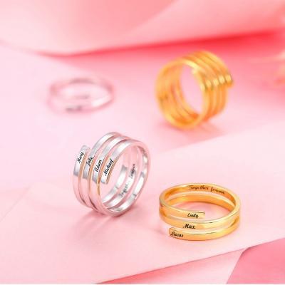 Mother's Day Gift  Personalized Couple Name Ring Two Names Ring Wedding Gift Anniversary Gift-Engravingift