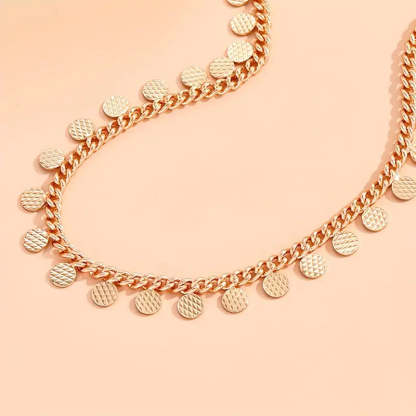 Mother's Day Round Shape Tassel Pendant Chain Anklet Vintage Style Alloy Ankle Bracelet For Women-Engravingift