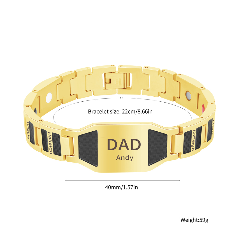 Personalized Dad Bracelet, Custom Kids Names Bracelet for Dad