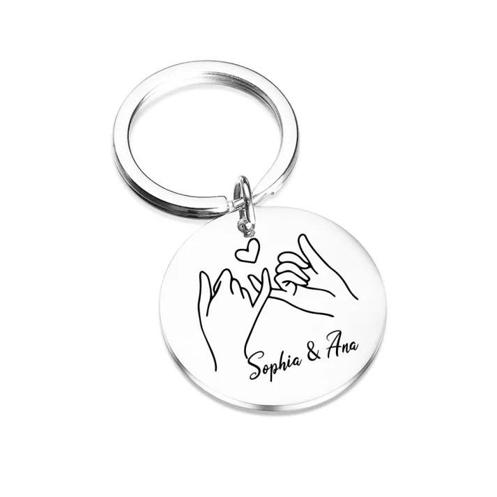 Personalized Name Keychain Pinky Swear Keychain For Sister/Bestie