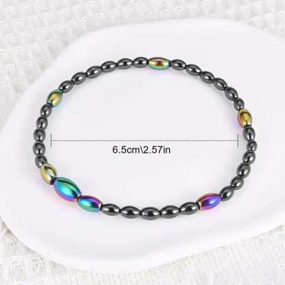 Mother's Day Oval Magnetic Black Gallstone Beaded Anklet Energy Healing & Relax Anxiety Ankle Bracelet-Engravingift