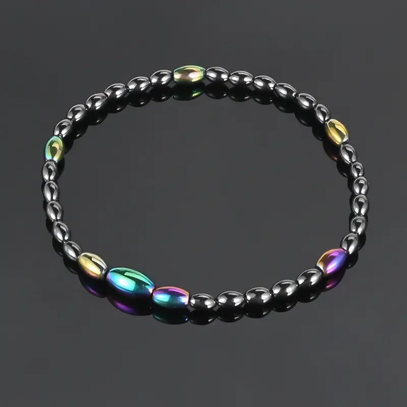 Mother's Day Oval Magnetic Black Gallstone Beaded Anklet Energy Healing & Relax Anxiety Ankle Bracelet-Engravingift