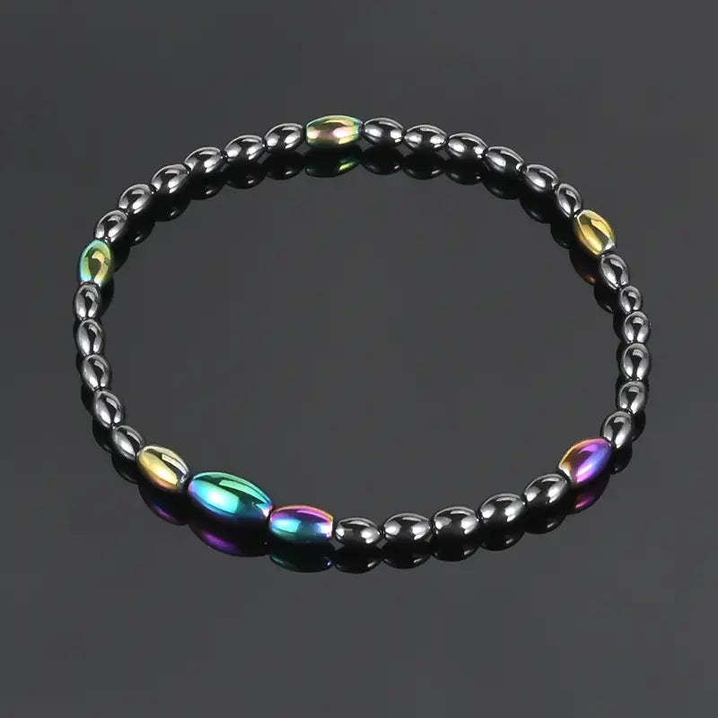 Mother's Day Oval Magnetic Black Gallstone Beaded Anklet Energy Healing & Relax Anxiety Ankle Bracelet-Engravingift