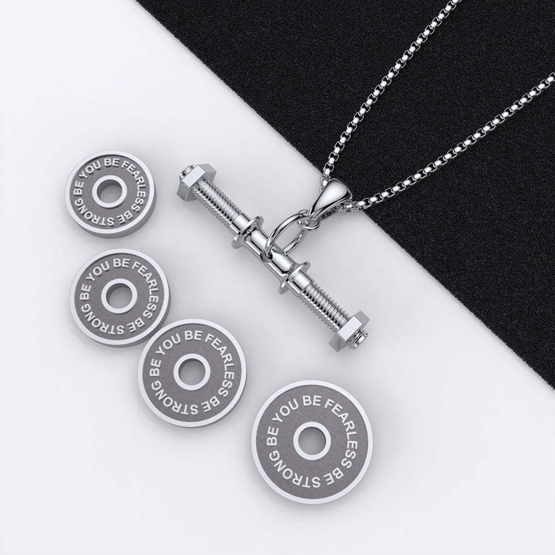 Christmas Gift Personalized DAD Dumbbell Necklace