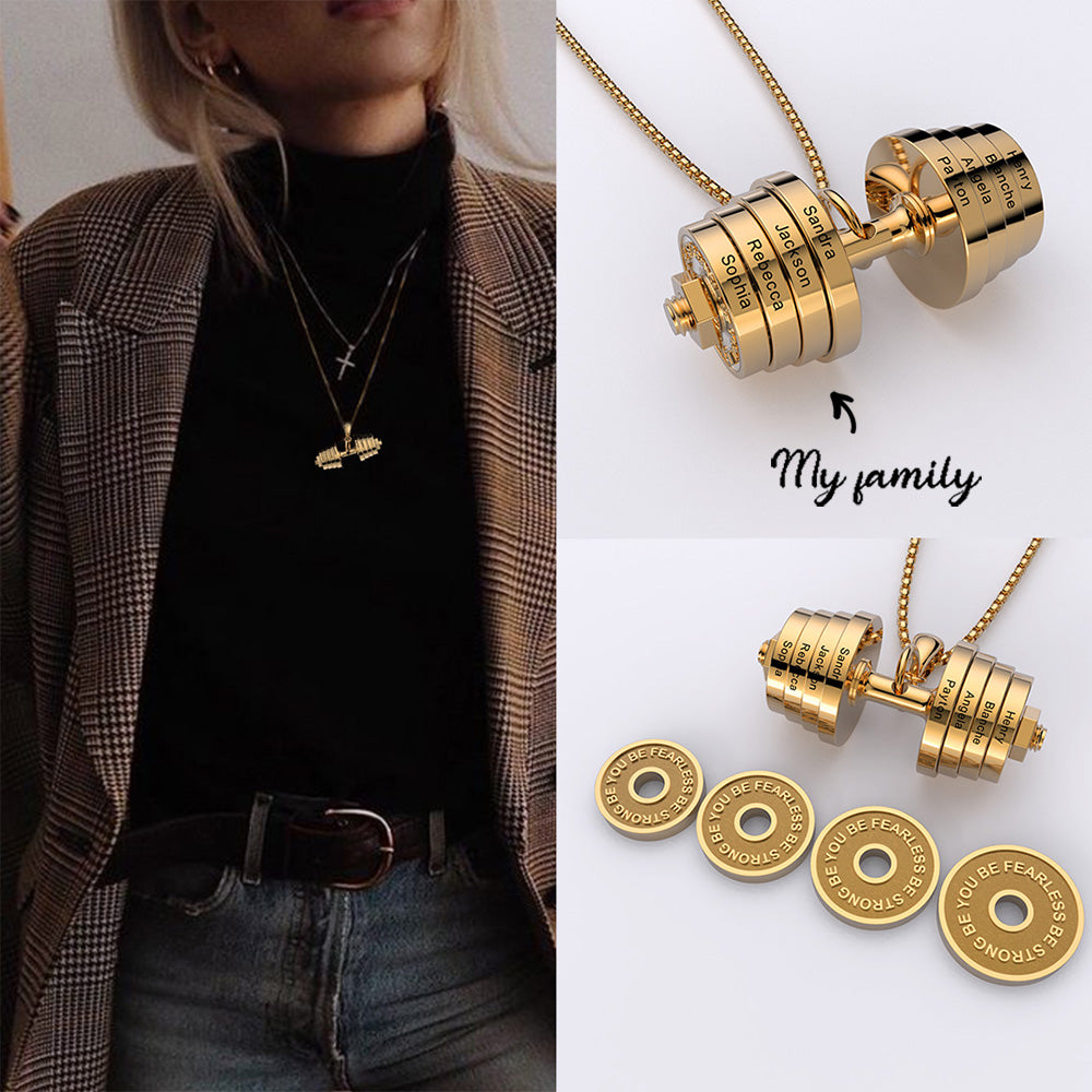 Christmas Gift Personalized DAD Dumbbell Necklace