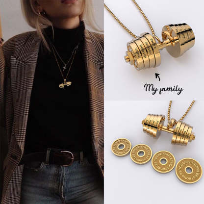 Christmas Gift Personalized DAD Dumbbell Necklace