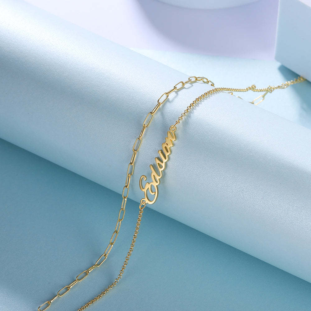 Mother's Day Gift Personalized Name Anklet Custom Double Chain Anklet for Women-Engravingift