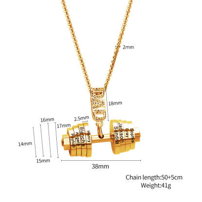 Christmas Gift Personalized DAD Dumbbell Necklace