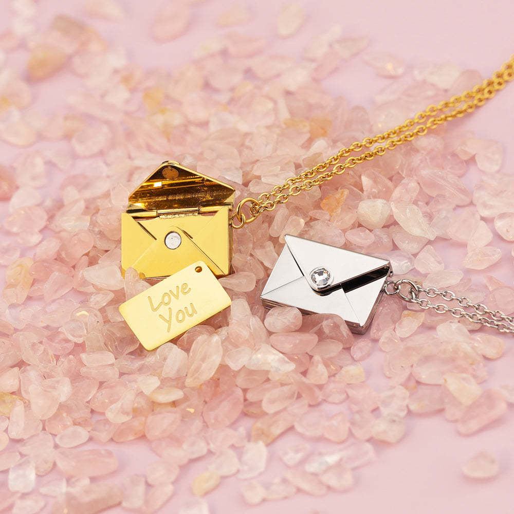 Christmas Gift Personalized Diamond Envelope Necklace