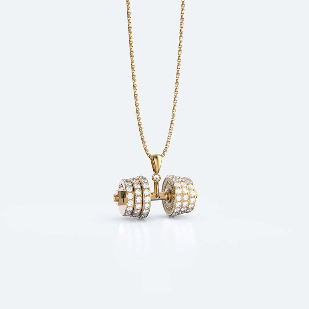 "You Be Fearless Be Strong" Custom Dumbbell Diamond Name Necklace