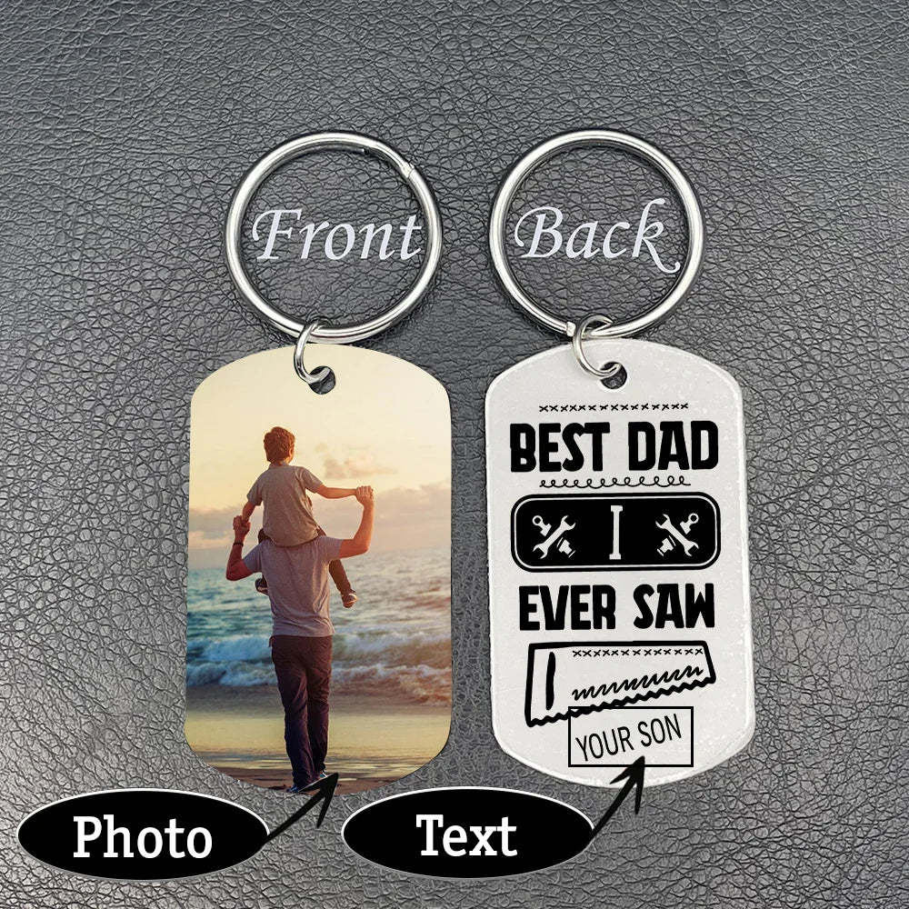 Christmas Gift Best Dad I Ever Saw Personalized Father Keychain-Engravingift