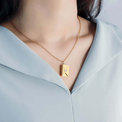 Christmas Gift Personalized Diamond Envelope Necklace