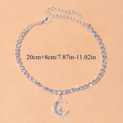 Mother's Day Moon Star Pendant Chain Anklet Versatile Summer Beach Foot Jewelry Female-Engravingift