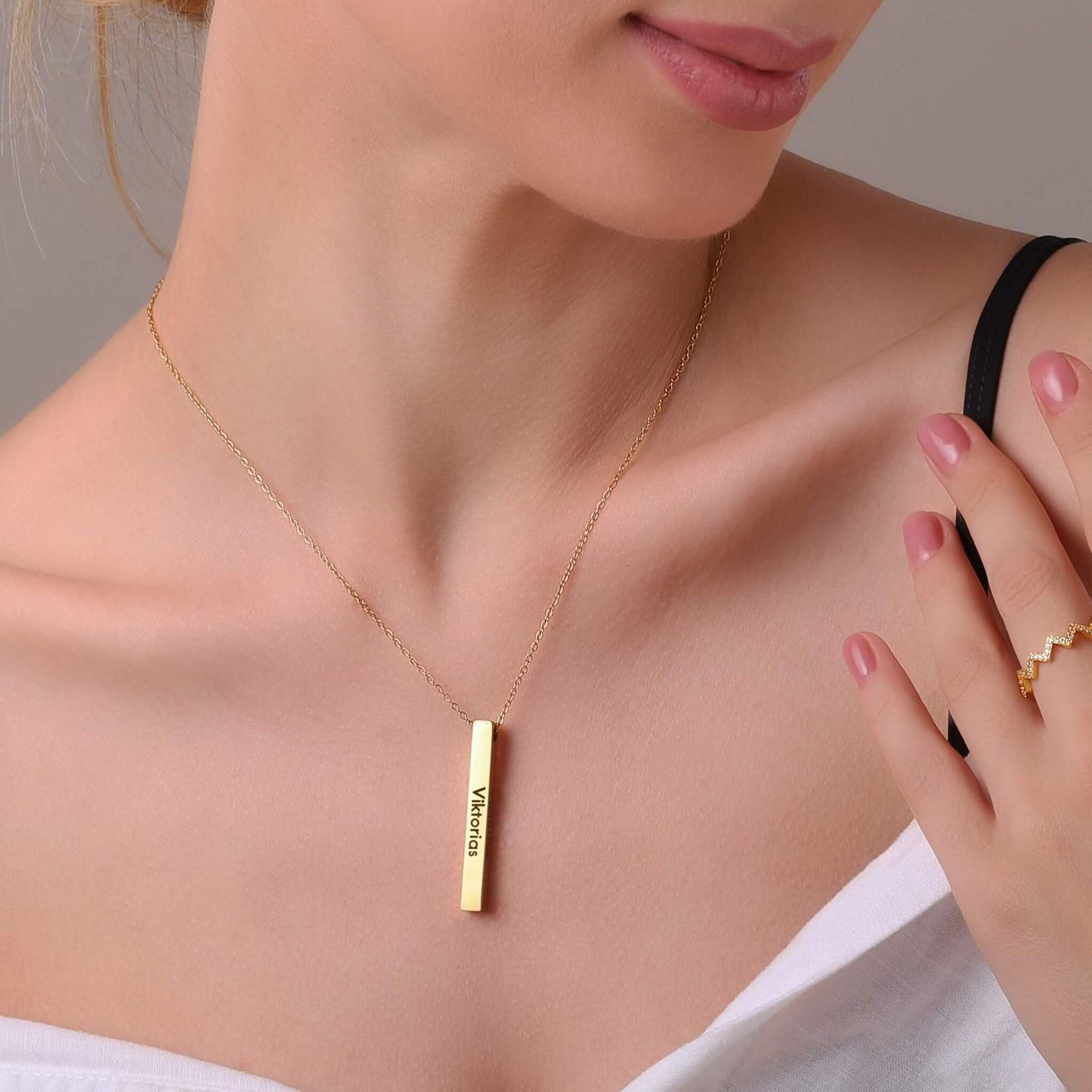 Personalized Bar Necklace For Women – Custom Name Engraved Necklace, Meaningful Gift