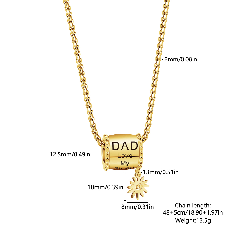  Personalized Dad Engraved Bead Necklace
