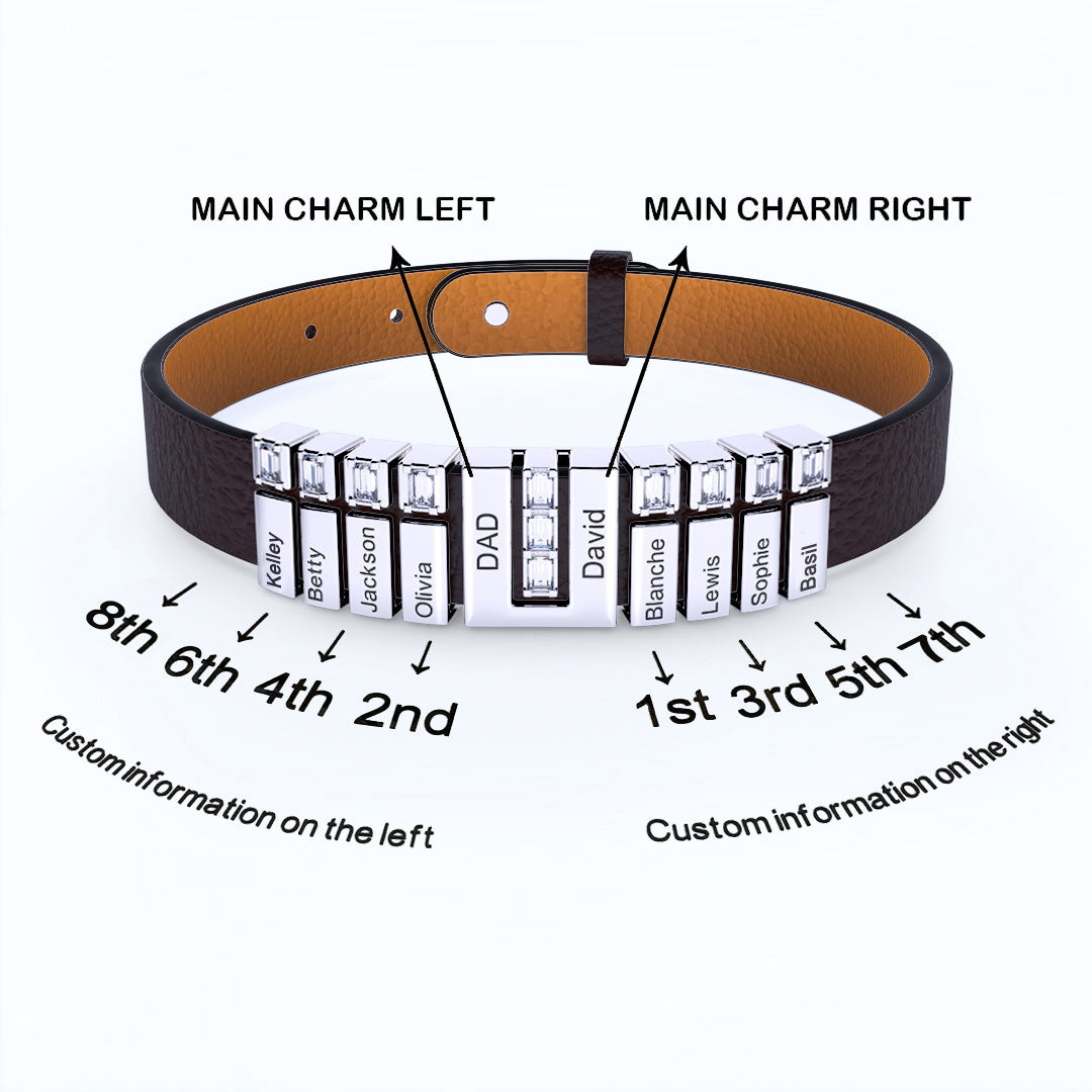 Christmas Gift Men's Bracelet With Diamond Charms for Dad