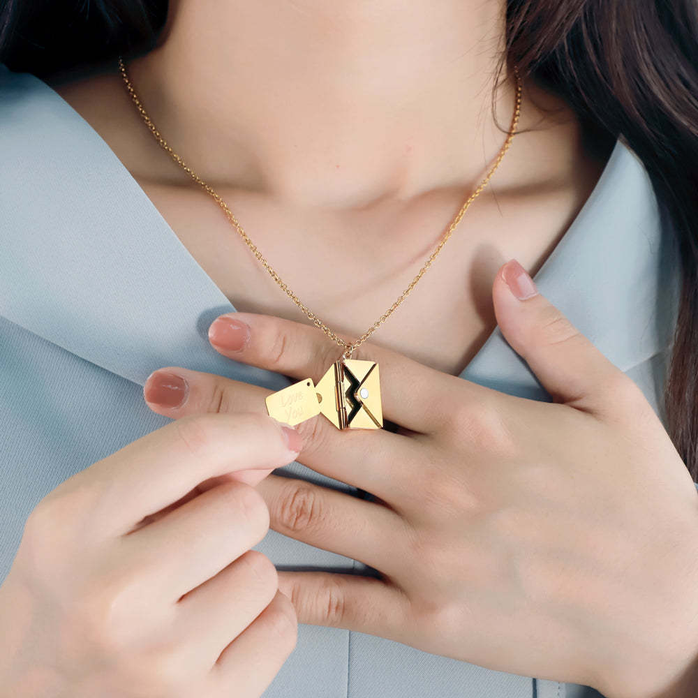 Christmas Gift Personalized Diamond Envelope Necklace