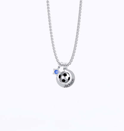 Mother's Day Gift Rising Star Soccer Birthstone Name Necklace For Children-Engravingift
