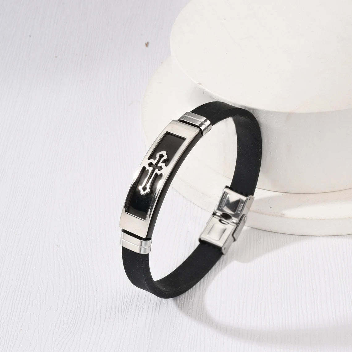 Christmas Gift To My Grandson Cross Leather Bracelet "Pray Through It" Christmas Gifts for Grandson-Engravingift