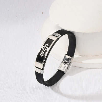 Christmas Gift To My Grandson Cross Leather Bracelet "Pray Through It" Christmas Gifts for Grandson-Engravingift