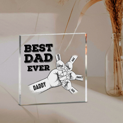 Personalized Acrylic Square Keepsake Fist Bump Rectangle Plaque Father's Day Gifts  - Best Dad Ever