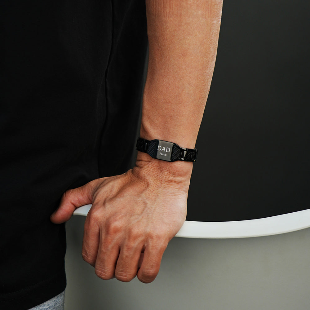 Father's Day Gift Personalized Men Magnetic Therapy Bracelet with Effective 4 Elements Stones