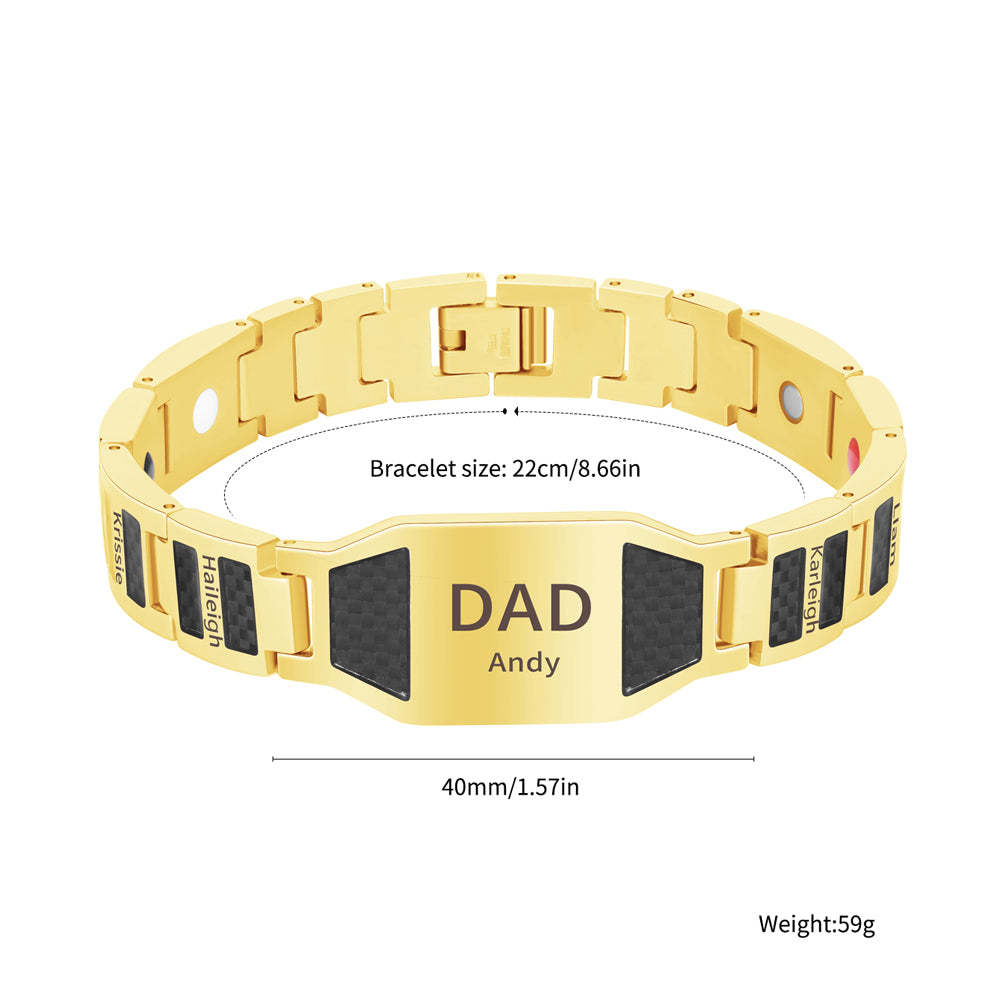 Father's Day Gift Personalized Men Magnetic Therapy Bracelet with Effective 4 Elements Stones
