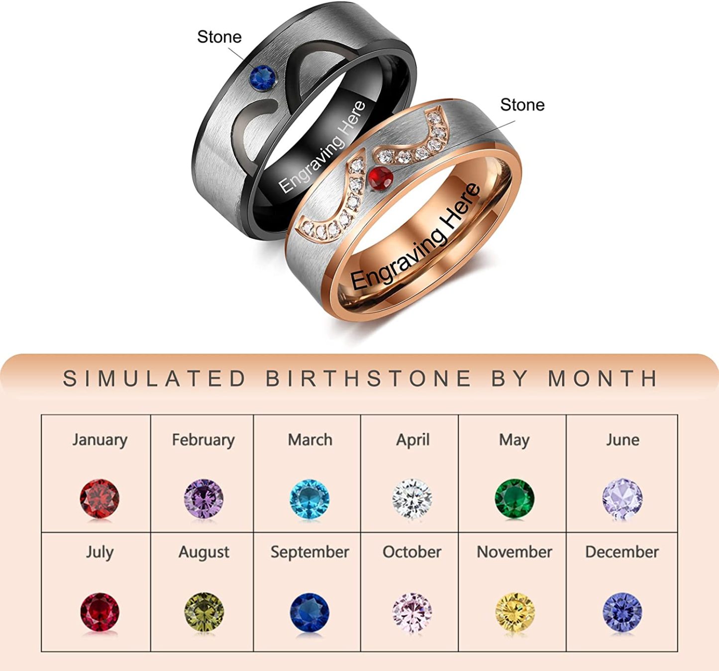 Mother's Day Gift  Customized Couple Ring Engrave Love Message Matching Rings Gift for Couple Friends BBF-Engravingift