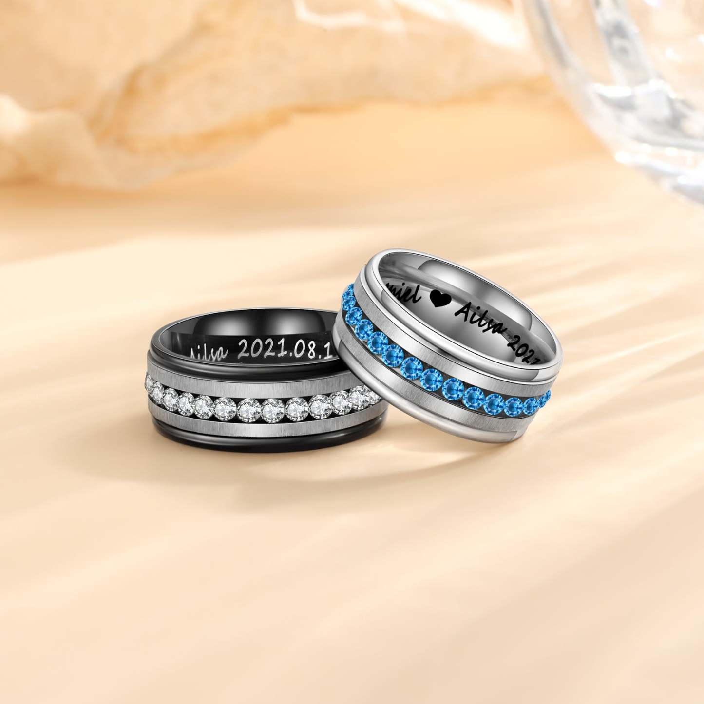 Mother's Day Gift  Couple Ring Personalized Love Message Matching Rings Gift for Couple Friends BBF-Engravingift