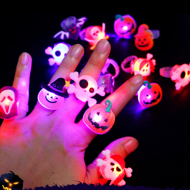 Halloween LED Glow Rings and Brooches Light-Up Costume Accessories
