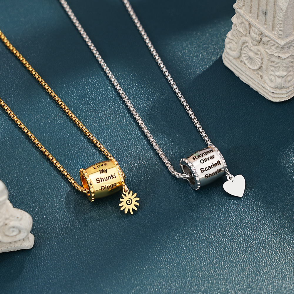  Personalized Dad Engraved Bead Necklace