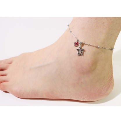 Sterling Silver Personalized Filigree Turtle Orca Whale Single Layer Anklet Bracelet