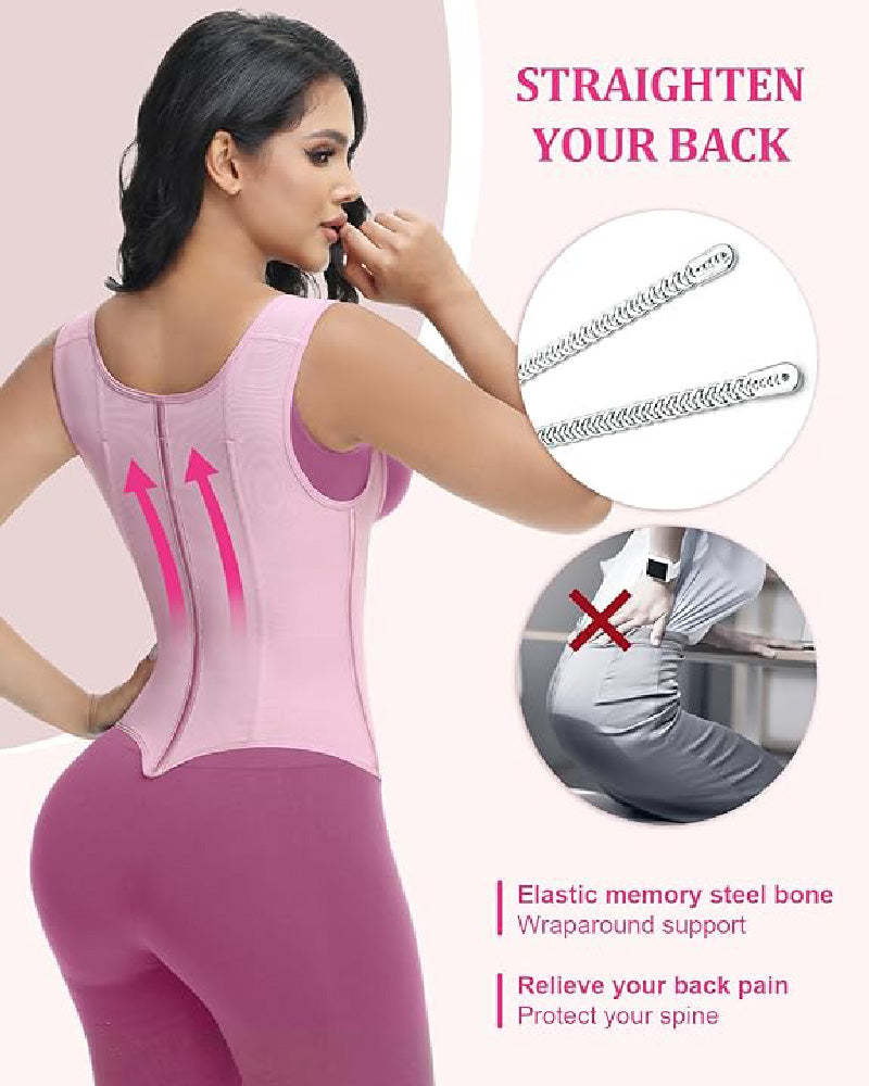 Waist Trainer for Women Body Shaper Corset Vest Tank Top with Steel Bones