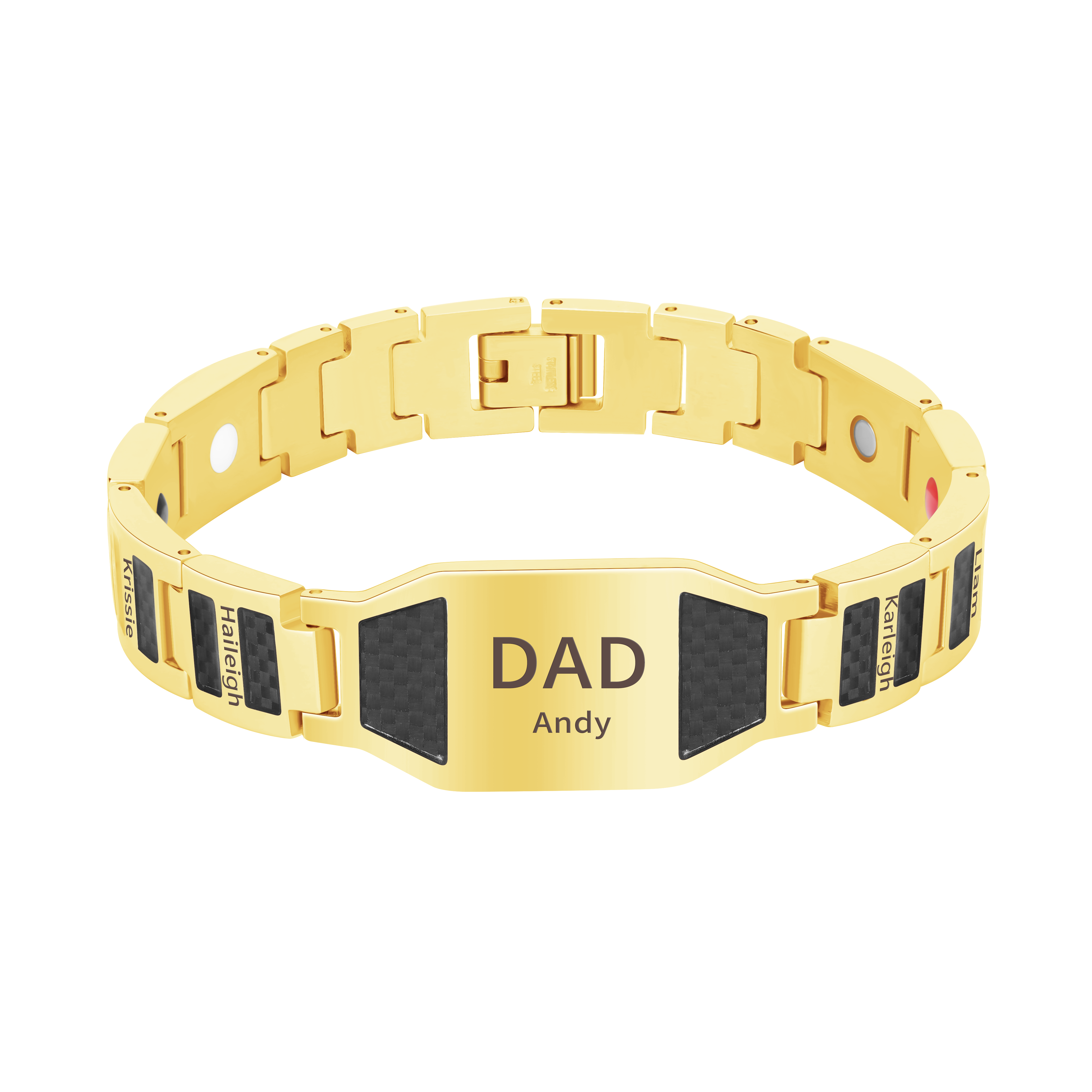 Father's Day Gift Personalized Men Magnetic Therapy Bracelet with Effective 4 Elements Stones