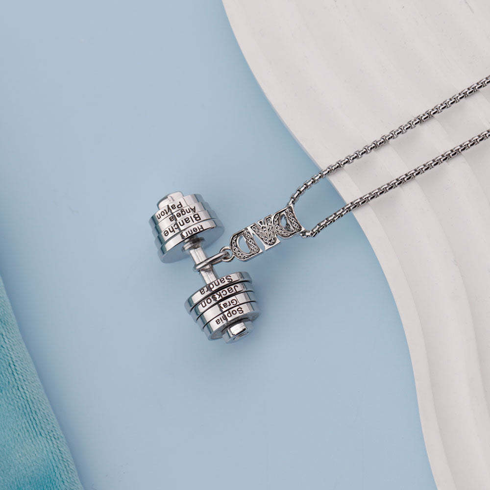Christmas Gift Personalized DAD Dumbbell Necklace