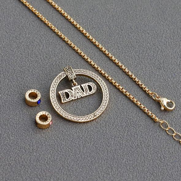 Father's Day Gift Personalized Circle Pendant with Custom Beads Birthstone Pendant Necklace