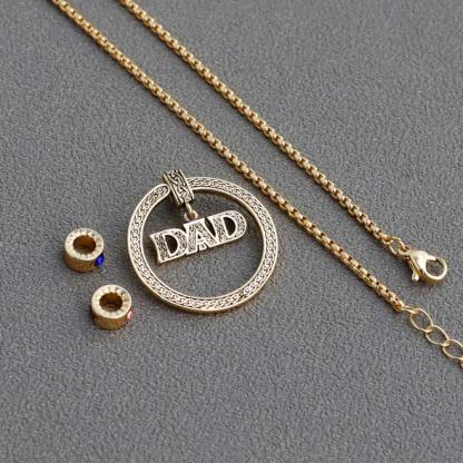 Father's Day Gift Personalized Circle Pendant with Custom Beads Birthstone Pendant Necklace