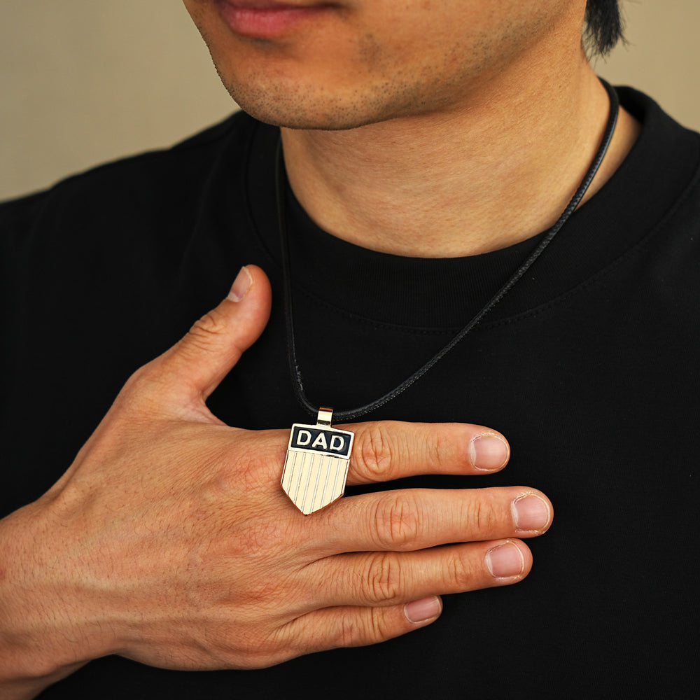 Father's Day Gift DAD Engraved Shield Pendant Necklace