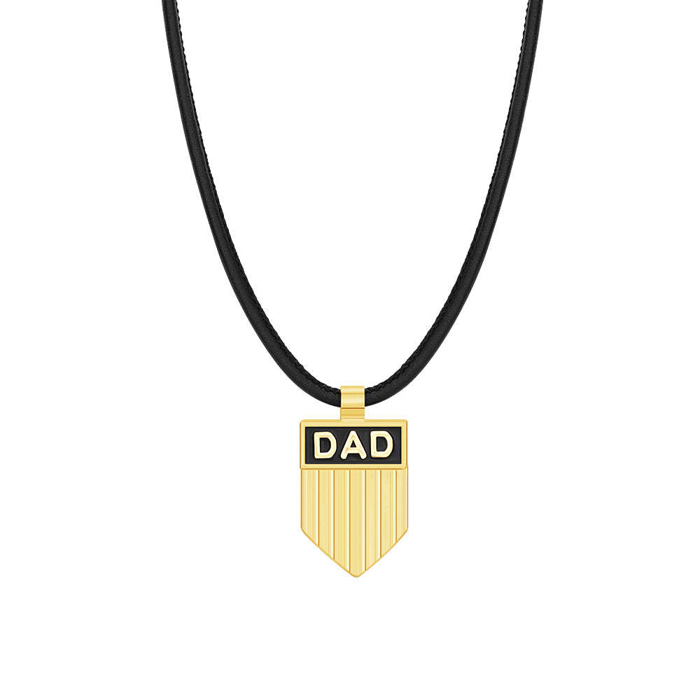 Father's Day Gift DAD Engraved Shield Pendant Necklace