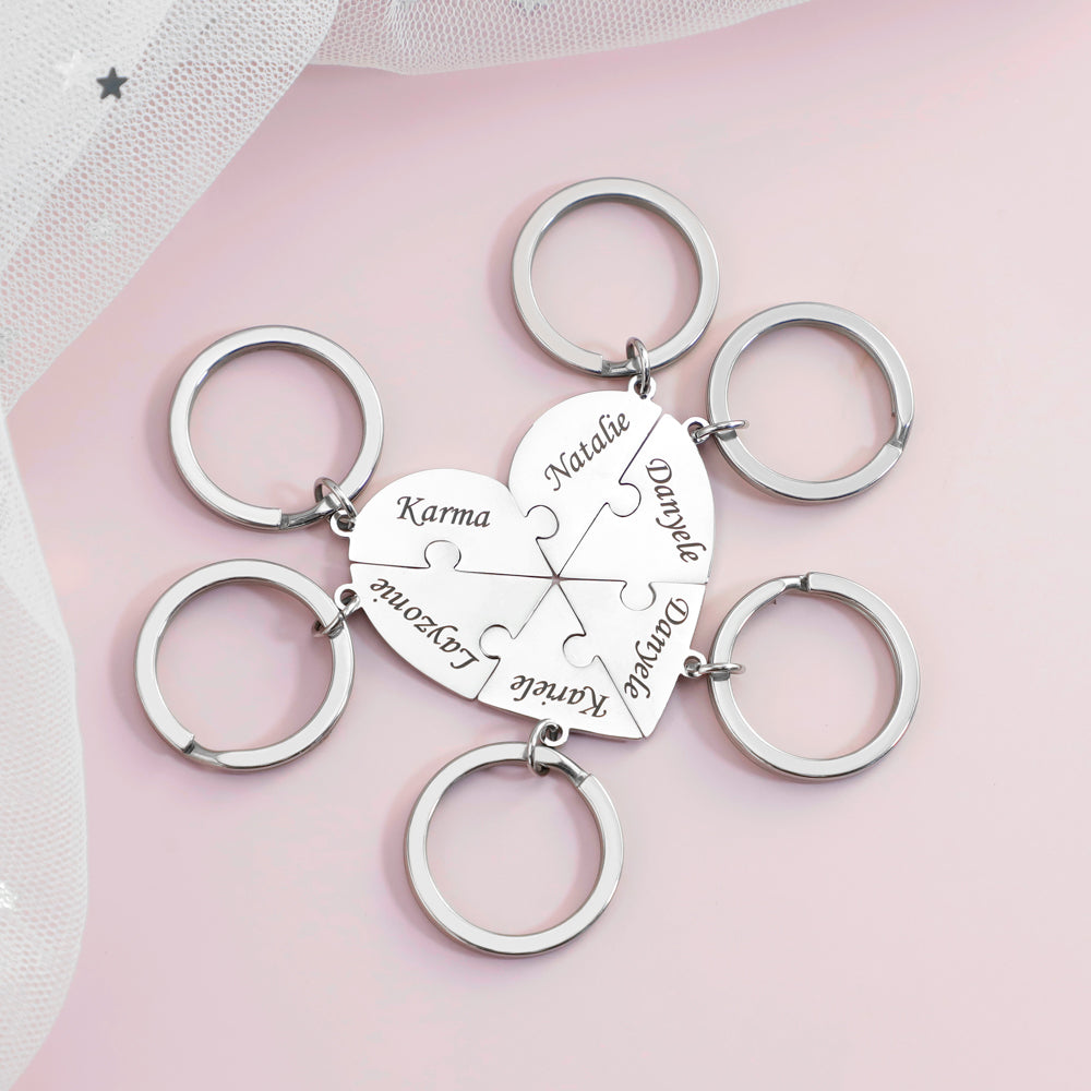 Christmas Gift Family/Sibling/BFF Gift Personalized Heart Puzzle Pieces Necklace or Keychain