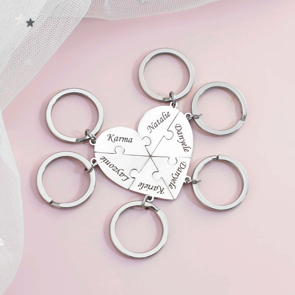 Christmas Gift Family/Sibling/BFF Gift Personalized Heart Puzzle Pieces Necklace or Keychain