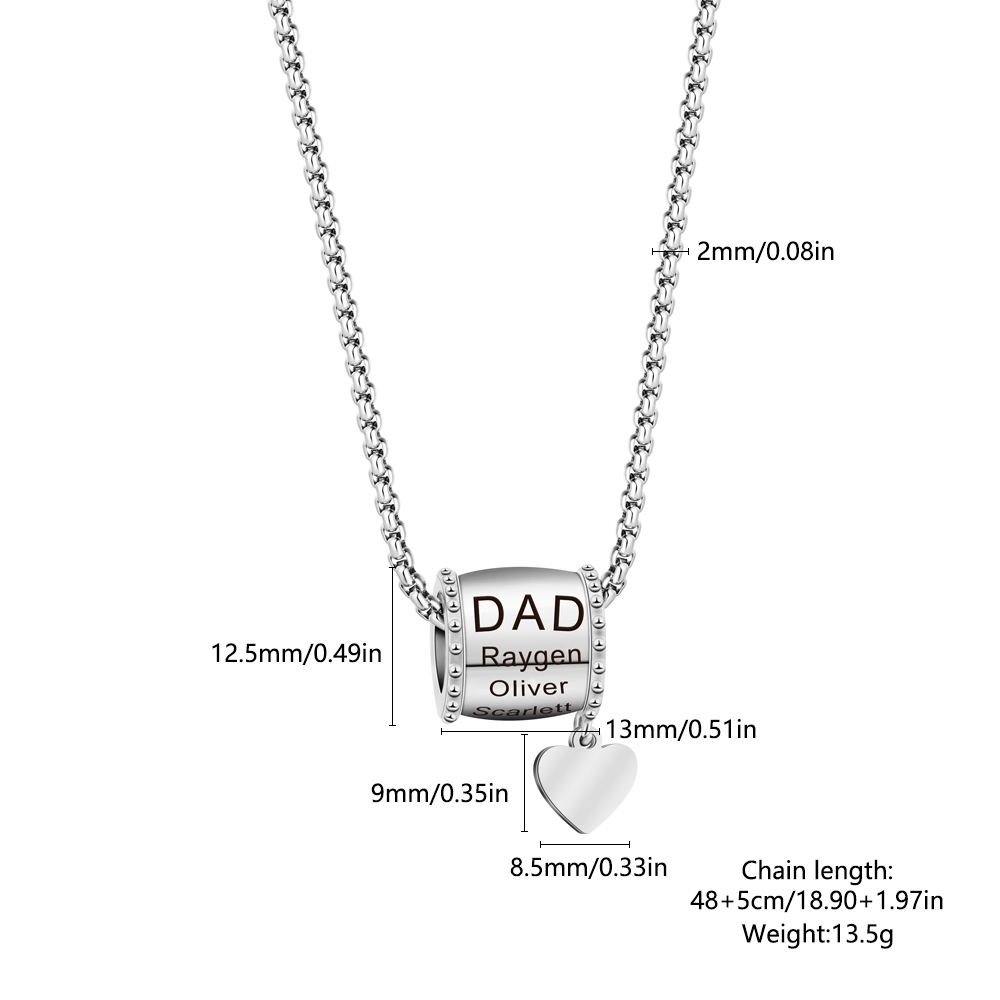  Personalized Dad Engraved Bead Necklace