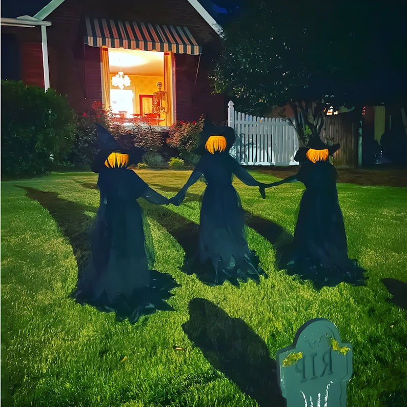 5ft Lighted Witch Stake Halloween Yard Decor with Flickering Glow