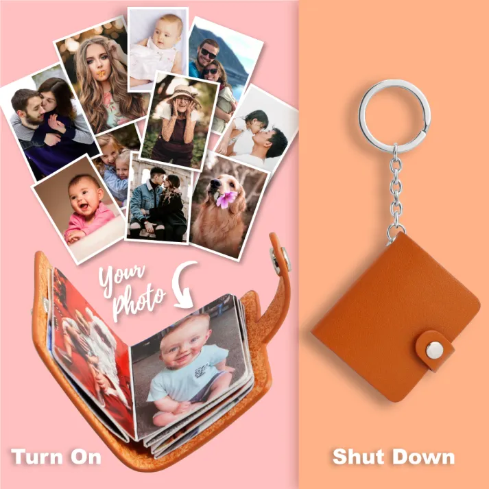 Personalized Photo Keychain Photo Album Keychain Leather Keychain with Photo Romantic Gifts